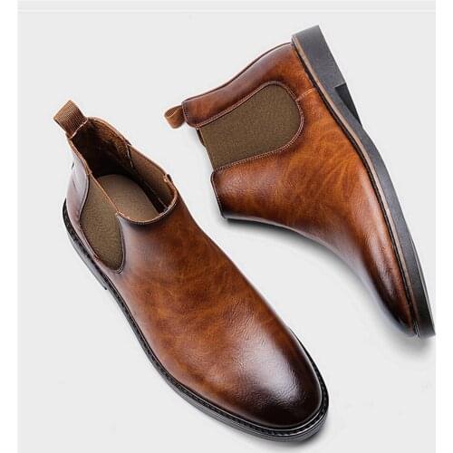 Spring/Autumn Mens Chelsea Boots British Comfortable Fashion Ankle Boots Retro Elastic band Mens Martin Boots