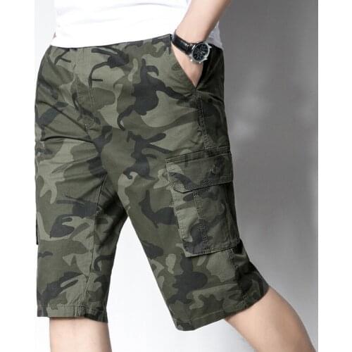 2019 High Quality Mens Casual Camouflage Loose Long Cargo Shorts Summer Men Large Multi-pocket Military Short Pants Overalls