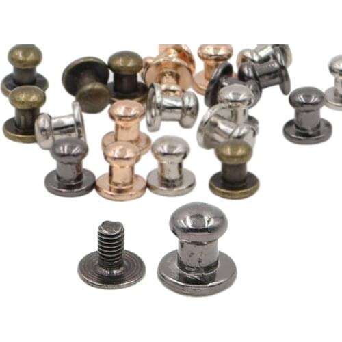 6*8mm 100set Button Studs Rivet Metal Screw Back Spots For Leathercraft Rivets Bullet Leather Clothing Punk DIY Leather Craft