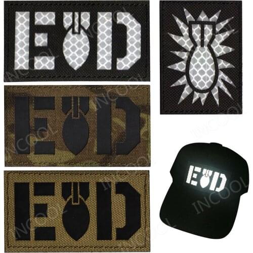 EOD Infrared Reflective IR Patches Tactical Military Patches Fabric Badges Glow in Dark Hook Loop Sticker for Cap Clothes