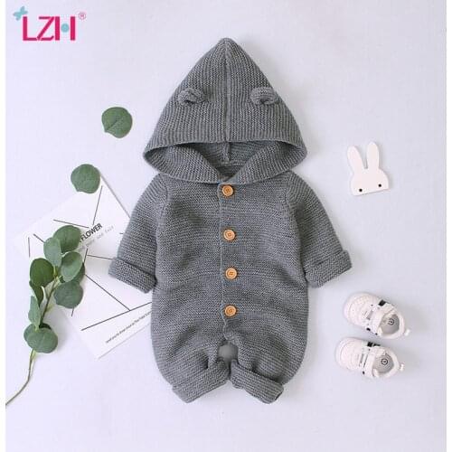LZH 2021 New Winer Newborn Baby Romper For Children Long Sleeve Jumpsuit Autumn Hooded Infant Girls Clothing Baby Boys Bodysuit