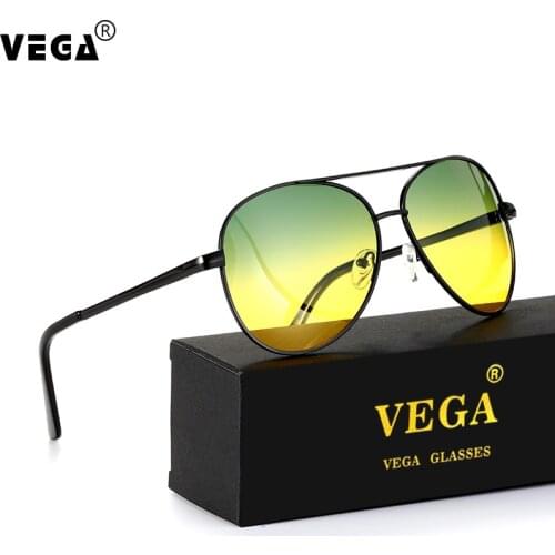 VEGA 2 In 1 Polarized Day Night Vision Glasses for Driving Classic Pilot Nightguide Hd Glasses Men/Women Driver Eyewear