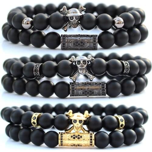 ONE PIECE skull natural stone beads braclets for women bransoletki pulseras hombre mens jewellery bracelet set brazalete hombre