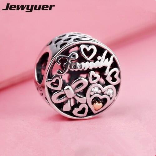 Autumn Family Tribute Charms with gold heart Fit charm bead 925 sterling silver bracelets DIY gift for women fine jewelry GD116