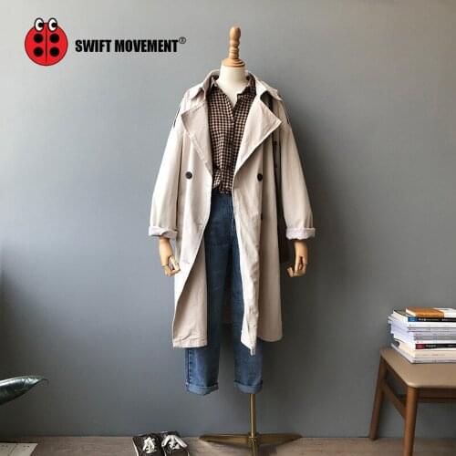 Swiftmovement long trench coat women oversized jacket woman clothing Fashion lapel Autumn Korean version Casual coat