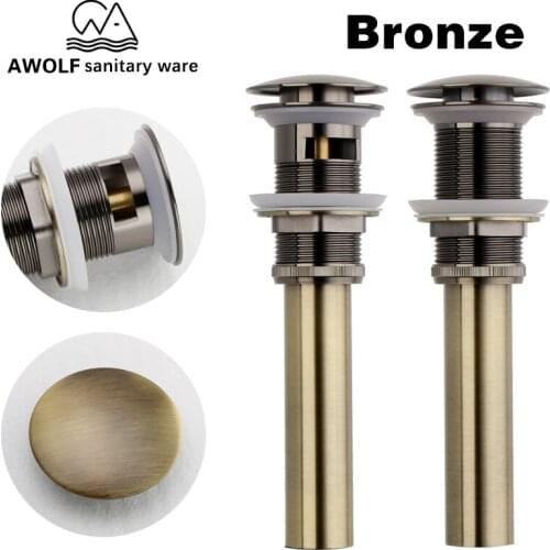 Bathroom Sinks Pop Up Drain With And Without Overflow Hole Brass Antique Bronze Drain For Basin Vessel Accessories AH6150