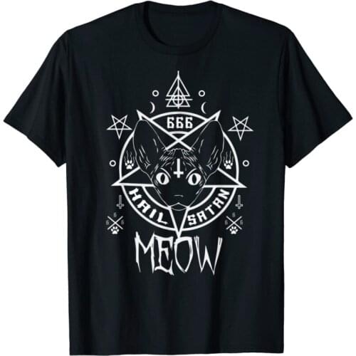 Hail Satan Meow Demonic Sphynx Cat 666 Funny Cat T-Shirt