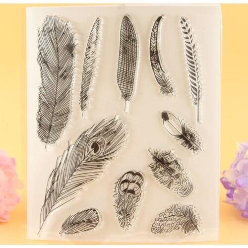 YLCS085 feather Silicone Clear Stamps For Scrapbooking DIY Album Cards Decoration Embossing Folder Craft Rubber Stamp 15*18cm