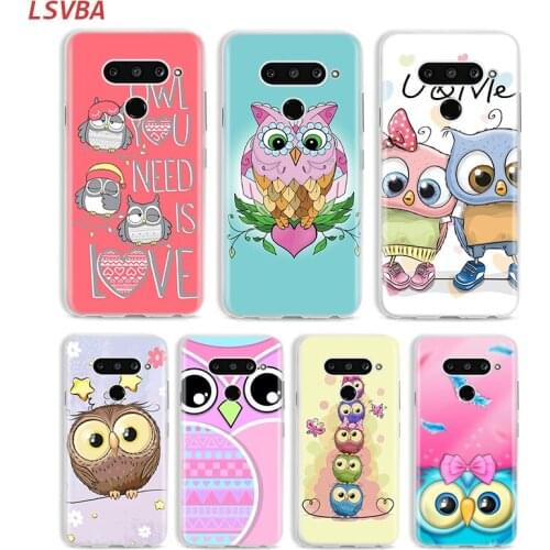 Silicone Cover Cute cartoon owl for LG W30 W10 V50S V50 V40 V30 K50S K40S K30 K20 Q60 Q8 Q7 Q6 G8 G7 G6 ThinQ Phone Case