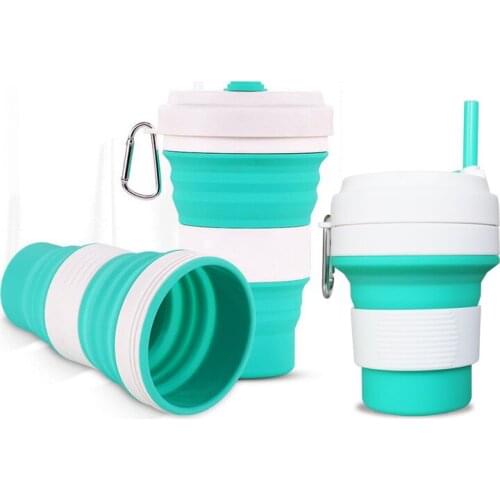 Folding Silicone Drink Water Cup Collapsible Coffee Tea Travel Mugs With Lids Water Drinking Bottle Sports Drinkware For Camping