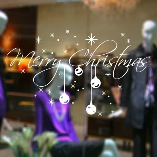 Snowflake Lights Wall Sticker Quotes Merry Christmas Wall Decal Living Room Home Decor Mall Window Door Decor Vinyl Wall Art M23