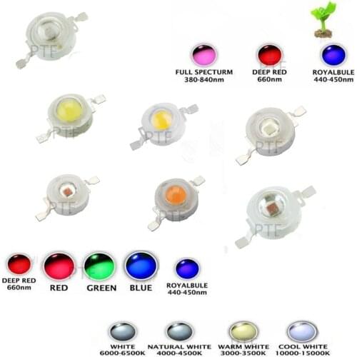 50pcs LED 3W High Power Chip Light Beads Diode Cold Warm Neutral White 10000K Cyan Ice Blue For SpotLight Downlight Lamp Bulb