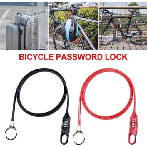 Bicycle Lock MTB Road Bike Safety Anti-theft Chain Lock 3 Digit Password With 180cm Steel Wire Safety Anti Theft Cable Lock