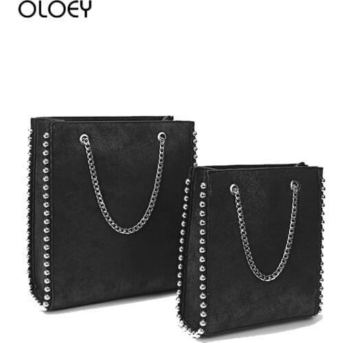 Retro Large Capacity Women Tote Bag Fashion Chain Rivet Bead Shoulder Bags Lady Commuting Pu Leather Purses and Handbags Bolsas