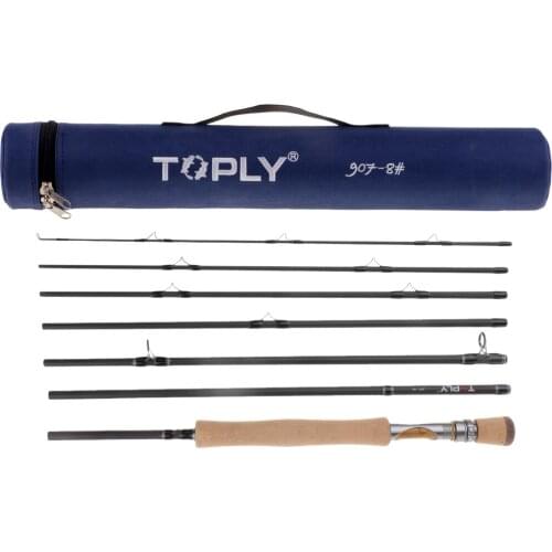 Fly Rod High Performance 7 piece Fast Action 46T Carbon Fly Fishing Rod with Rod Tube