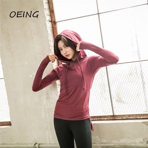 Women Running Gym Clothes Hooded Shirts Exercise Long Sleeve Sport Wear Quick Dry