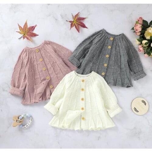 2020 Winter New Baby Girl Knit Cardigan Simple Solid Color Long Sleeve Loose Version Clothing Baby Warm Sweaters 0-24M