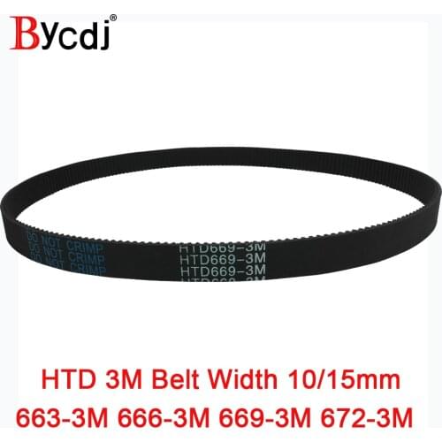 Arc HTD 3M Timing belt C=663 666 669 672 width 10/15mm Teeth221 222 223 224 HTD3M synchronous pulle663-3M 666-3M 669-3M 672-3M