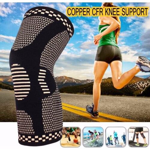 1PC Copper Fitness Running Cycling Knee Support Braces Elastic Nylon Sport Compression Knee Pad Sleeve for Basketball Volleyball