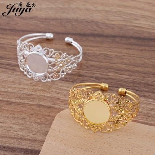 10PCS Adjustable Lace Bangle Bracelet Base 20mm Bronze Material Blank Tray DIY Jewelry Making Photo Bracelets Crafts Findings