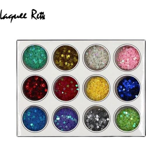 12pcs Star Heart Flower Glitter Flakes Nail Art Decorations For Acrylic 3D/UV Gel Rhinestone & Decoration