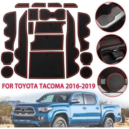 18Pcs Car Armrest box Door Slot Mat Center Console Liner Water Coaster Part For Toyota Tacoma 2016-2019 Interior Accessories