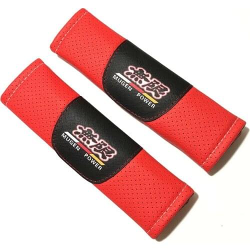 2pcs JDM Mugen Leather Look Seat Belt Covers Harness Pad Shoulder Pads Cushion