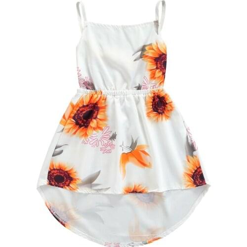 2021-04-20 Lioraitiin 1-6Y Baby Girls Sleeveless Sunflower Floral Print Sling A-Line Casual Sweet Cute Sundress Outfit Clothes
