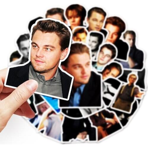 50Pcs Famous Actors Leonardo DiCaprio Stickers For Skateboard Fridge Guitar Laptop Motorcycle Travel Luggage Cartoon Stickers