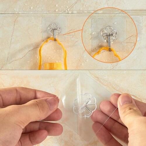6Pcs Transparent Strong Self Adhesive Door Wall Hangers Hooks For Silicone Storage Hanging Kitchen Magic Bathroom Accessories