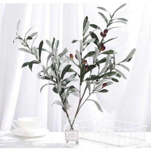 70cm Artificial Olive Leaves Olive Tree Branches Green Leaf Plant Fruit Artificial Plant Home Decor Wedding Branch Wreaths Decor