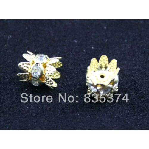 8MM,Flower Caps Beads, Copper gold Plated Jewelry Findings & Decoration Fittings