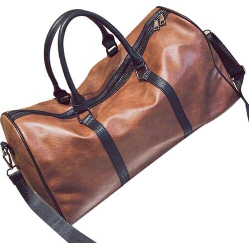 ASDS-Leather Outdoor Large Gym Duffel Bag Travel Weekend Overnight Luggage Carry,#1 Brown(Pu Leatther)