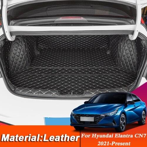 Car Styling Custom Rear Trunk Mat For Hyundai Elantra CN7 2021-Present Leather Waterproof Auto Cargo Liner Pad Accessory
