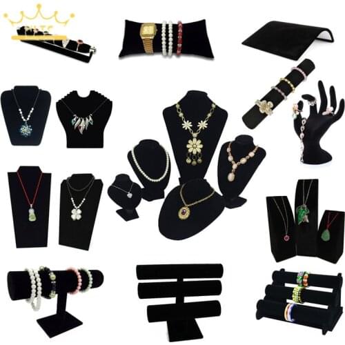 Black Velvet Jewelry Display Stand Ring Bracelet Necklace Rack Mannequin Jewellry Organizer Holder for Countertop Window Display