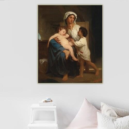 Citon William Adolphe Bouguereau《Sleep (ca.1866》Canvas Oil Painting Artwork Poster Picture Wall Background Decor Home Decoration