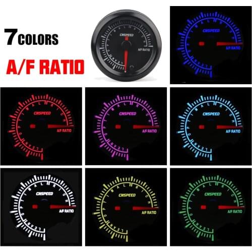 CNSPEED 52mm Car Air Fuel Gauge Ratio Narrow Band Air Fuel Ratio Meter 7 Colors LED with High Speed Motor YC101379
