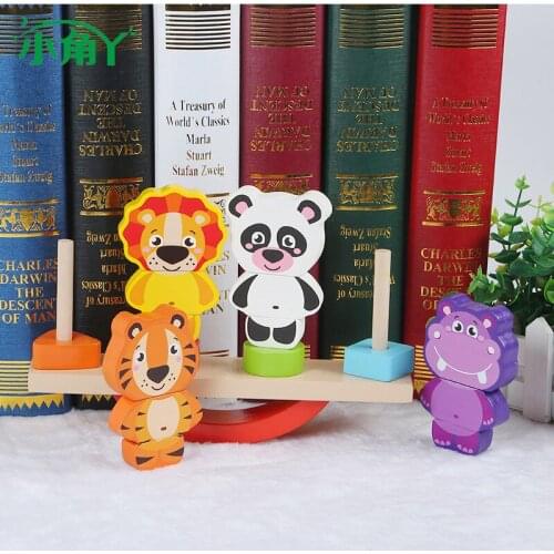 Wooden Animals Building Blocks Educational Toys For Children Montessori Panda Balcance Toys For Kids Wooden Toys Bricks oyuncak