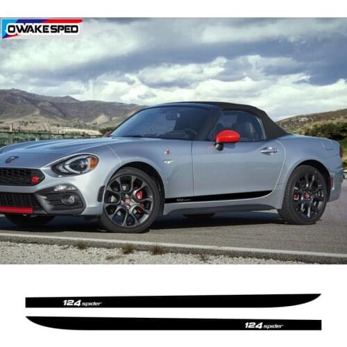 For-Fiat 124 Spider Car Door Side Skirt Sticker Sport Racing Stripes Auto Body Decor Vinyl Decals Both Side Exterior Accessories