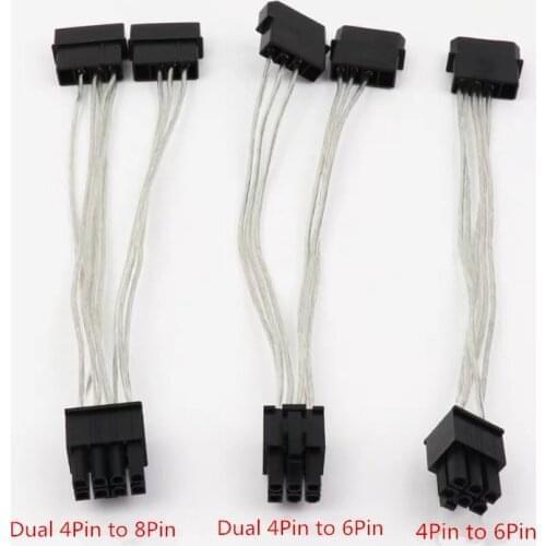 Dual 4 Pin Male to 8Pin graphics extension cable Power Supply Adapte 4Pin to 8 Pin 1 to 2/3 Y Splitter cord Tinned copper wire
