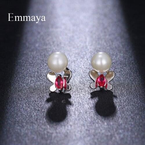Emmaya Women Vivid Butterfly Appearance Below Pearl Adorable Jewellry For Female Earring In Friends Party Shiny Focus