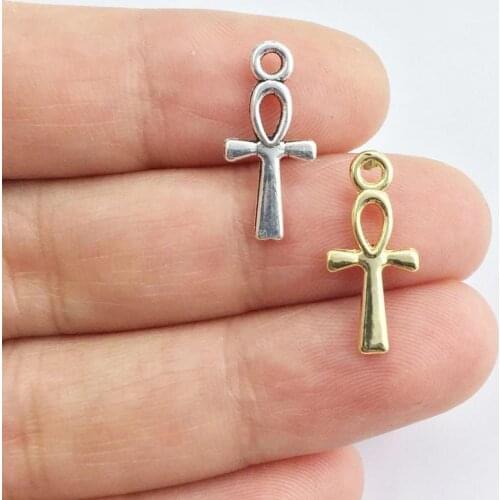 Eruifa 20pcs 8*14mm Mini Cross Coin gold/Silver plated Zinc alloy Charms Pendant Jewelry DIY Necklace Bracelet Earrings 2 colors