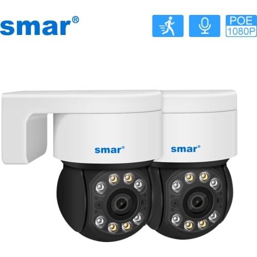 Smar 2PCS/LOT POE PTZ Camera 1080P Outdoor Two Way Audio SD Card Slot AI Human Detect Dual Light Speed Dome CCTV Surveillance