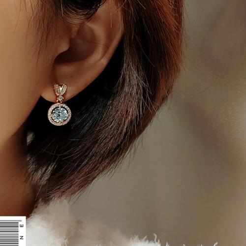 Classic Female Crystal Heart Drop Earrings Charm Silver Color Wedding Earrings Cute Bride White Zircon Dangle Earrings For Women