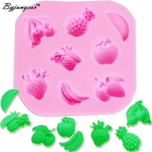 M279 Pineapple Banana Strawberry Cherry Apple Kiwi fruit Cake Epoxy UV Resin Fondant Chocolate Silicone Mold Candy Cake Tool