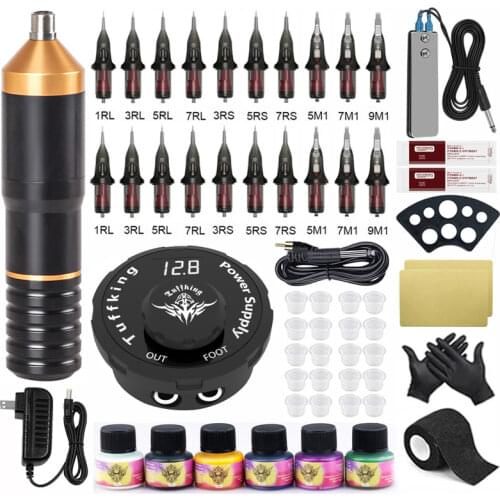 Tattoo Machine Kits RCA Rotary Tattoo Machine LCD Mini Power Supply With Cartridge Needles Permanent Makeup Machine For Body Art