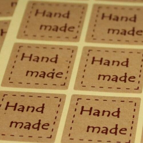 Handmade Sticker 1000pcs/lot 25*25mm Vintage Stickers Kraft Label Sticker DIY Hand Made For Gift Cake Baking Sealing Sticker