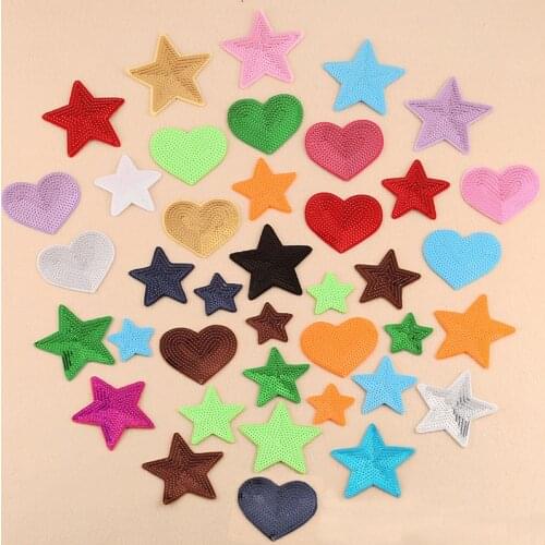 Cheap Star Heat Sequin Iron on Embroidery Patches for Clothing Stripes for Clothes Bags Military T-shirt Appliques Badge Sticker
