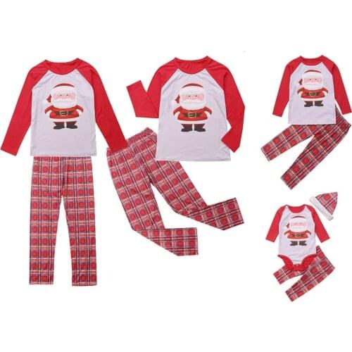 NEW 2020 Christmas Parent-child sets print pajamas set for family cute Printed Top+Pants Xmas Family Pajamas Set