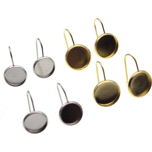 10pcs Gold Stainless Steel Blank Earring Findings Settings Cabochon Cameo Base Tray for DIY Earrings Jewelry Making 8 10 12 mm